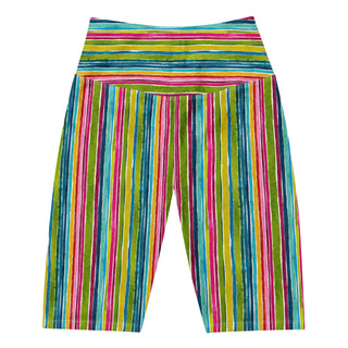 Stretchy, breathable running shorts built for speed and control - styled with bold green-pink stripes flair