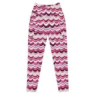 maroon waves crossover high-waist leggings- vibrant, stretchy, and built for bold motion and flexible comfort