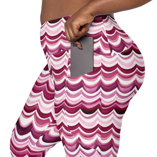 maroon waves crossover leggings - stretchy and built for bold motion, flexible flow, and fierce energy