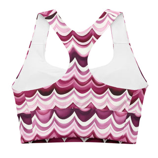 maroon waves sports bra - supportive fit with removable padding for soft comfort, control, and bold motion