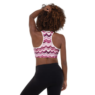 Padded racerback sports bra with light stretch - made to support pace, breathe in maroon waves