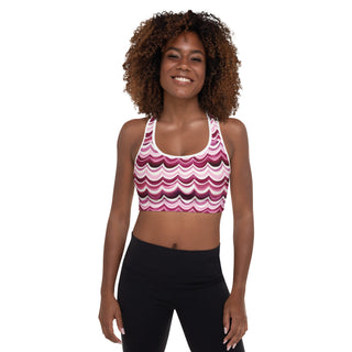 maroon waves racerback sports bra- light, stretchy, made to move with joy, strength, and upbeat energy