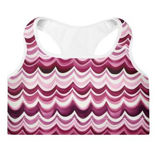 maroon waves scoop-neck sports bra - moisture-wicking, lined, and padded for soft racerback support