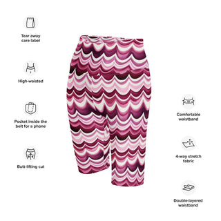 Athletic shorts with maroon waves - sleek fit with stretch for workouts and dynamic movement