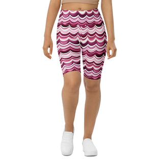 maroon waves yoga shorts - bold, stretchy design built for deep yoga squats, flexible flow, and control
