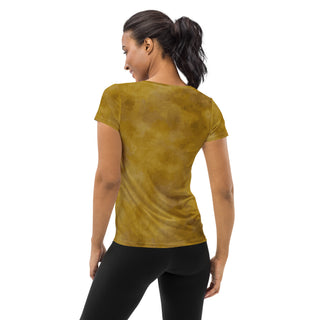 mustard yellow stretchy yoga tee - breathable activewear for running, training, or Pilates flow