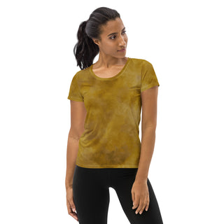 mustard yellow athletic t shirt - moisture-wicking, stretchy fit for yoga, training, and movement