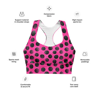 High-impact sports bra with compression, breathable mesh lining, and removable padding for flexible support