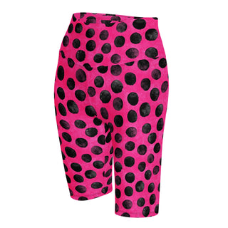 neon pink black dots yoga shorts - bold and stretchy, sculpted for vibrant flow, flexible movement, and performance