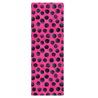 Grippy, cushioned, and lightweight - your neon pink black dots mat supports balance, and flowing movement