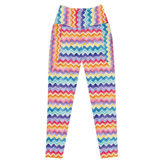 pastel zigzags crossover high-waist leggings- vibrant, stretchy, and built for bold motion and flexible comfort
