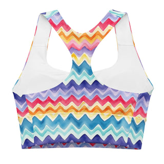 pastel zigzags sports bra - supportive fit with removable padding for soft comfort, control, and bold motion