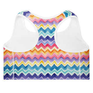pastel zigzags padded yoga bra - racerback, lightweight stretch for freedom, stability, and mindful flow