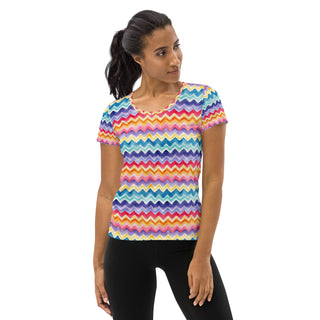 pastel zigzags athletic t shirt - moisture-wicking, stretchy fit for yoga, training, and movement