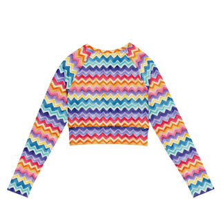 pastel zigzags long  yoga crop top - breathable fit for flow, flexibility, and powerful performance