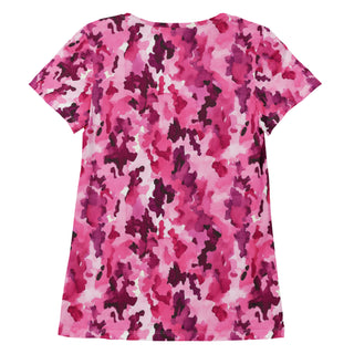 pink camouflage stretch t-shirt - lightweight, flexible design for energized movement and active comfort
