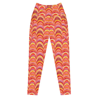 pink orange rainbows crossover high-waist leggings- vibrant, stretchy, and built for bold motion and flexible comfort
