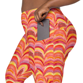 pink-orange rainbows crossover leggings - stretchy and built for bold motion, flexible flow, and fierce energy