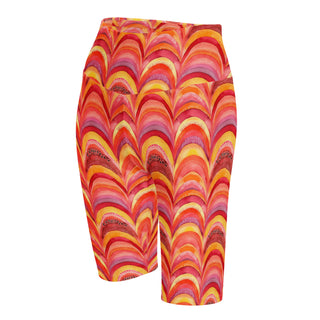 pink-orange rainbows yoga shorts - bold and stretchy, sculpted for vibrant flow, flexible movement, and performance