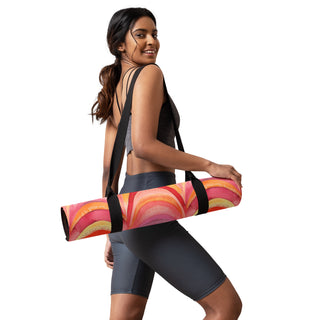 pink orange rainbows yoga mat - cushioned and tactile with smooth flow support for confident practice