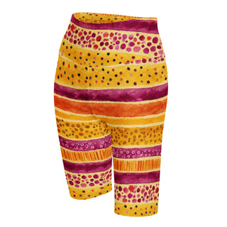 pink-yellow stripes yoga shorts - bold and stretchy, sculpted for vibrant flow, flexible movement, and performance