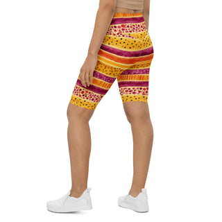 Power through each stride in pink-yellow stripes shorts - confident, free, and fully alive in motion