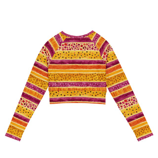 pink and yellow stripes long  yoga crop top - breathable fit for flow, flexibility, and powerful performance