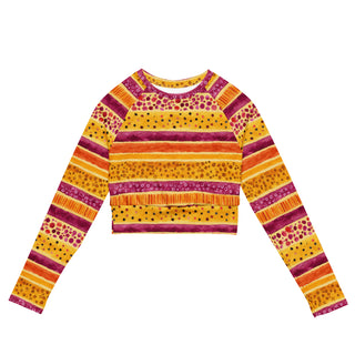 Stretchy crop top for yoga practice and flow - breathable fit with bold pink-yellow stripes for mindful movement