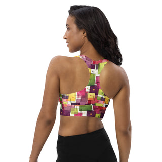 plum-green squares padded bra top - supportive, soft, and built for movement, flexibility, and active flow