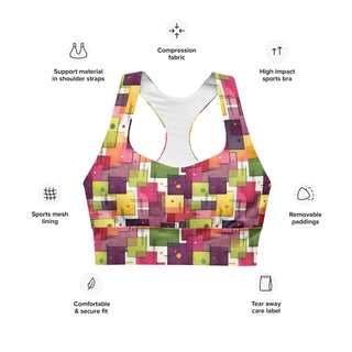 High-impact sports bra with compression, breathable mesh lining, and removable padding for flexible support