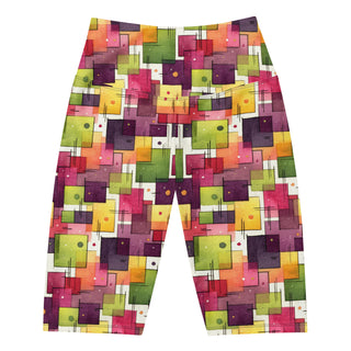 Stretchy, breathable running shorts built for speed and control - styled with bold plum-green squares flair