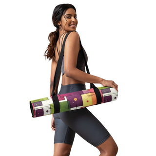 plum green squares yoga mat - cushioned and tactile with smooth flow support for confident practice