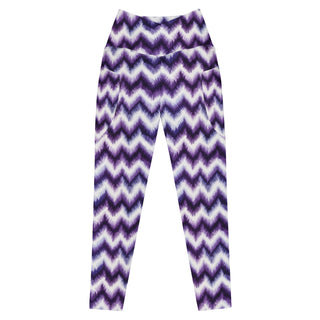 purple zigzags crossover high-waist leggings- vibrant, stretchy, and built for bold motion and flexible comfort