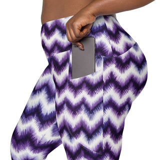 purple zigzags crossover leggings - stretchy and built for bold motion, flexible flow, and fierce energy