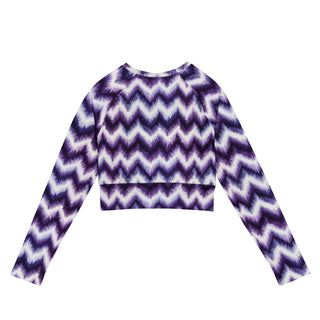 purple zigzags long  yoga crop top - breathable fit for flow, flexibility, and powerful performance
