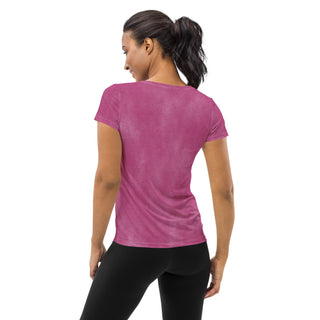 raspberry pink stretchy yoga tee - breathable activewear for running, training, or Pilates flow