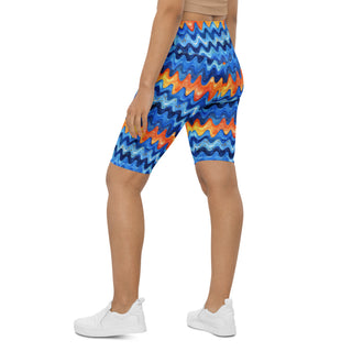 Power through each stride in retro blue orange waves shorts - confident, free, and fully alive in motion