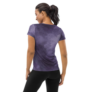 royal purple stretchy yoga tee - breathable activewear for running, training, or Pilates flow