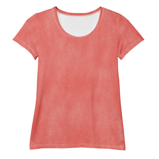 Stretchy athletic t-shirt with salmon pink - breathable, fluid design made for movement and active flow