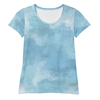 Stretchy athletic t-shirt with sky blue - breathable, fluid design made for movement and active flow
