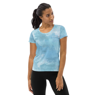 sky blue athletic t shirt - moisture-wicking, stretchy fit for yoga, training, and movement