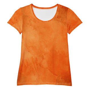 Stretchy athletic t-shirt with tangerine orange - breathable, fluid design made for movement and active flow