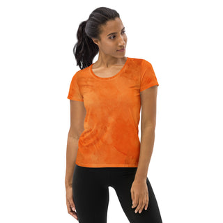 tangerine orange athletic t shirt - moisture-wicking, stretchy fit for yoga, training, and movement