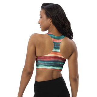 teal-terracotta stripes padded bra top - supportive, soft, and built for movement, flexibility, and active flow