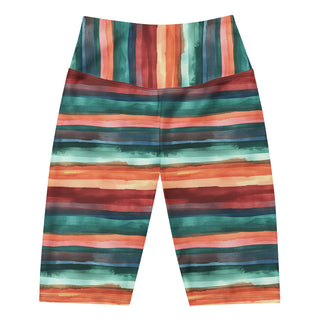 Stretchy, breathable running shorts built for speed and control - styled with bold teal-terracotta stripes flair