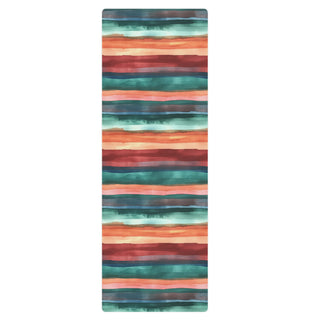 Grippy, cushioned, and lightweight - your teal-terracotta stripes mat supports balance, and flowing movement