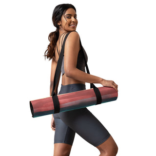 teal terracotta stripes yoga mat - cushioned and tactile with smooth flow support for confident practice