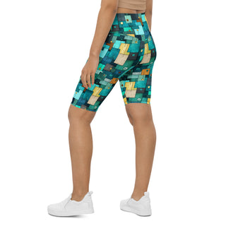 Power through each stride in teal-turquoise squares shorts - confident, free, and fully alive in motion