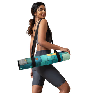 teal turquoise squares yoga mat - cushioned and tactile with smooth flow support for confident practice
