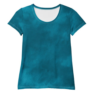 Stretchy athletic t-shirt with turquoise lagoon - breathable, fluid design made for movement and active flow